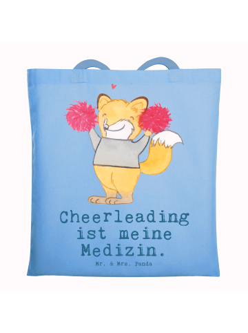 Mr. & Mrs. Panda canvas tasche Fuchs Cheerleader mit Spruch in Sky Blue