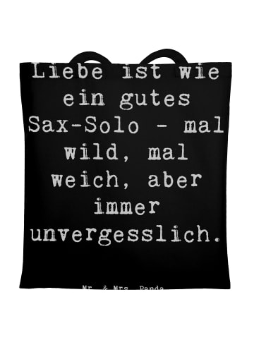 Mr. & Mrs. Panda Tragetasche Saxophon Liebe mit Spruch in Schwarz