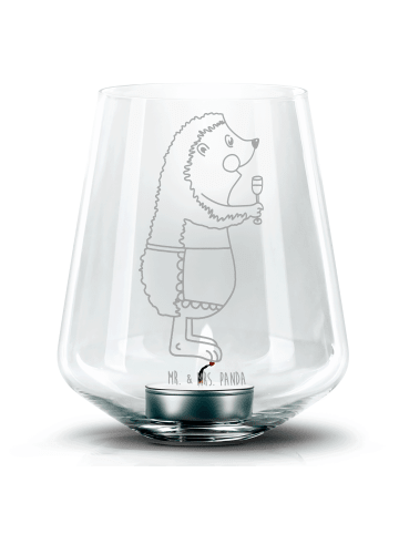 Mr. & Mrs. Panda Gravur Windlicht Igel Wein ohne Spruch in Transparent