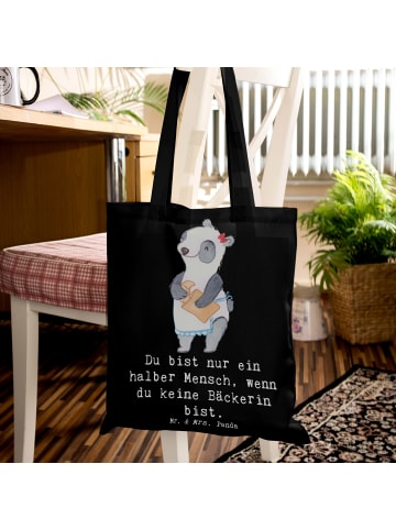 Mr. & Mrs. Panda Tragetasche Bäckerin Herz mit Spruch in Schwarz
