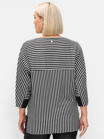 sheego 3/4-Arm-Shirt in schwarz-weiß