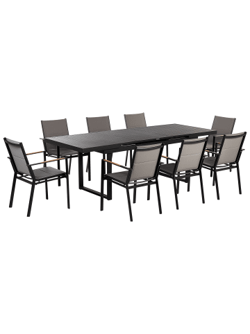Beliani 3-tlg Gartentisch Set VALCANETTO/BUSSETO in Schwarz/Grau