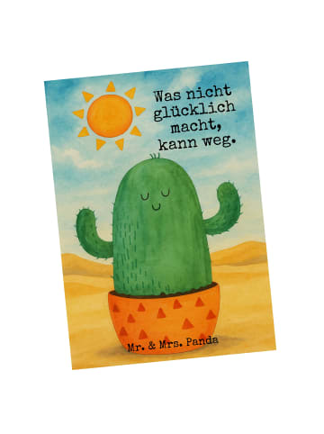 Mr. & Mrs. Panda Ansichtskarte Kaktus Sonne Design mit Spruch in Weiß