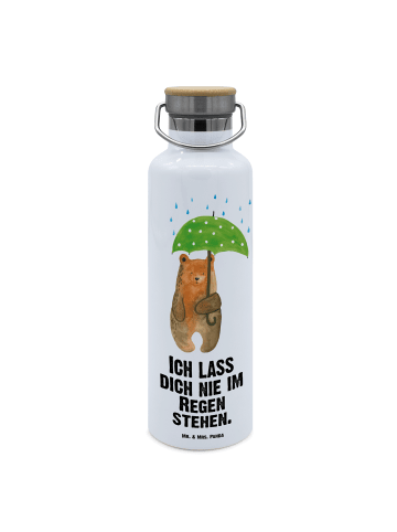 Mr. & Mrs. Panda Trinkflasche Edelstahl Bär Regenschirm mit Spruch in Weiß