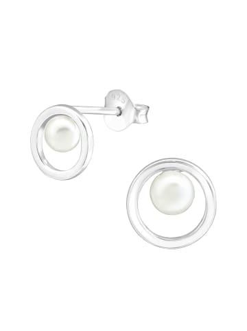 Alexander York Ohrringe, Ohrstecker CIRCLE mit PERLE in 925 Sterling Silber, 2-tlg.