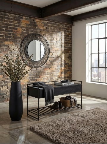 KADIMA DESIGN Sitzbank mit Stauraum 90x52x38cm Mango Massivholz/Metall Flurbank in Schwarz
