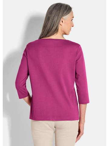 GOLDNER Kurzgröße:  Langarmshirt Basic Shirt mit U-Boot-Ausschnitt in beere