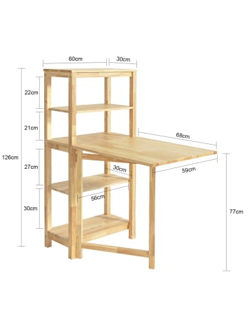 SoBuy Esszimmerhochschrank in Naturholz - (W) 59 x (H) 126 x (L) 68 cm