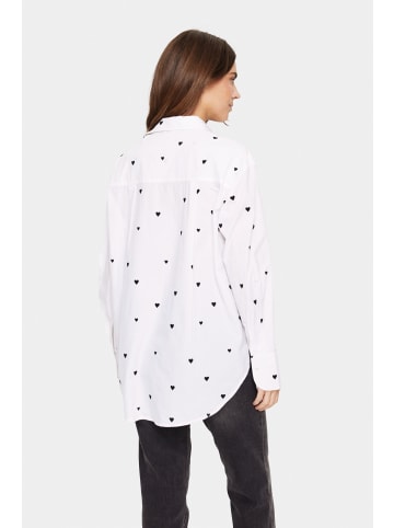SAINT TROPEZ Langarm - Hemd DianneSZ Oversize fit in Ice Black Hearts
