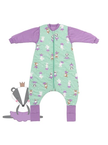 Schlummersack Schlafsack mit Füßen und umklappbaren Bündchen, 2.5 TOG in Mint-Lila
