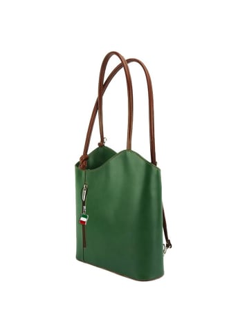 Florence Florence Schultertasche, Rucksack Leder grün, braun ca. 28cm