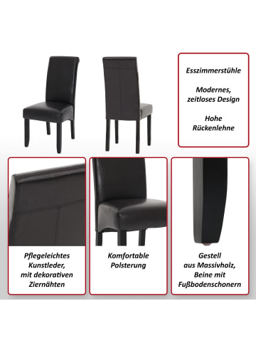 MCW 2er-Set Esszimmerstuhl N67, Schwarz-braun, schwarze Beine