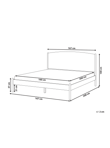 Beliani Doppelbett CLAIRAC in Braun - (W) 167 x (H) 100 x (L) 208 cm