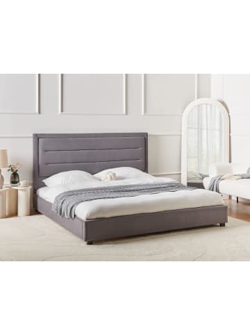 Beliani Wasserbett ROUEN in Grau/Schwarz - (W) 188 x (H) 112 x (L) 213 cm