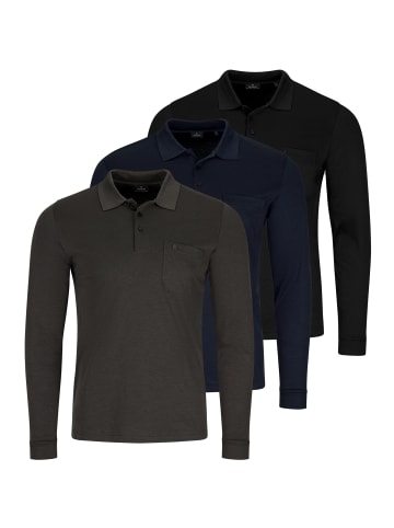 Ragman Poloshirt Basic in Dunkelgrau / schwarz / dunkelblau