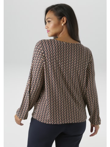 Aniston PLUS Langarmshirt in marine-braun-beige