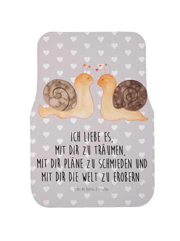 Mr. & Mrs. Panda Auto Fußmatte Schnecken Liebe mit Spruch in Grau Pastell