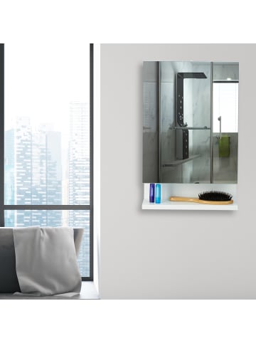 relaxdays Badspiegelschrank mit Steckdose in Weiß - (B)35 x (H)55 x (T)12 cm
