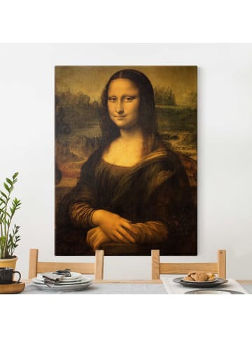 WALLART Leinwandbild Gold - Leonardo da Vinci - Mona Lisa in Grün