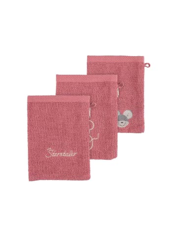 Sterntaler 3er Set GOTS Waschhandschuhe Maus Mabel 21 x 15 cm in rosa