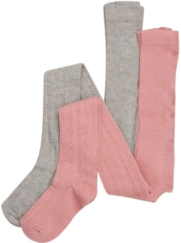 Minymo Strumpfhose "Stockings Pointelle (2-pack)" in Grau