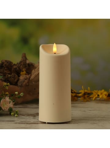 MARELIDA LED Stumpenkerze für Innen/Außen Timer H: 17,5cm in creme
