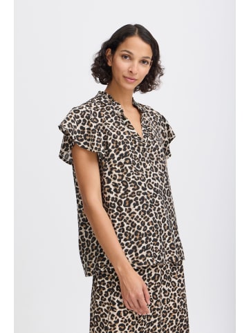 b.young Kurzarmbluse BYHINVA LEOPARD BLOUSE 2 - 20816143 modische Kurzarmbluse im Leo-Style in Braun