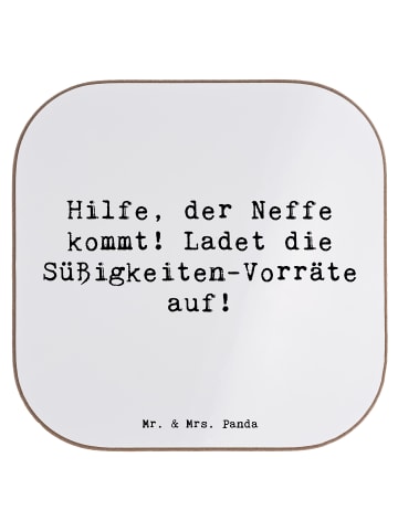 Mr. & Mrs. Panda Untersetzer Neffe Besuch mit Spruch in Weiß