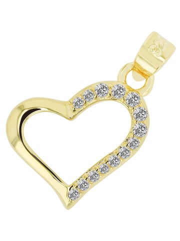 Adeliás Damen Anhänger – Herz Herzanhänger aus 925 Silber mit Zirkonia in gold