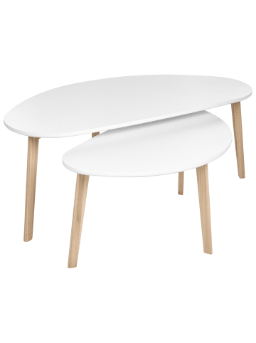 Beliani 2er-Set Couchtisch FLY in Weiß/Braun