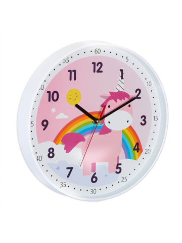 relaxdays Wanduhr "Einhorn" in Bunt - Ø 30 cm