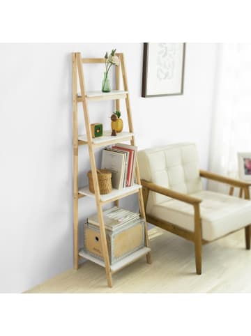 SoBuy Leiterregal in Naturholz - (W) 34 x (H) 140 x (L) 42 cm