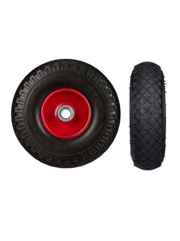 relaxdays 4x Sackkarrenrad in Schwarz/ Rot - 3.00-4