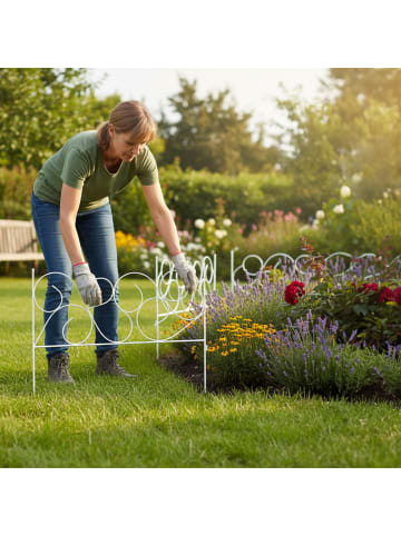 relaxdays 8-tlg. Beetzaun Set in Weiß - (H)36 x (B)400 cm