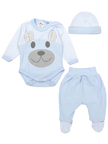 TupTam Baby Body Strampelhose Mütze Bekleidungsset in hellblau