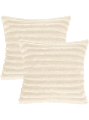 Erwin Müller Fleece, Microfaser Kissenhülle 2er-Pack Aosta in wollweiß