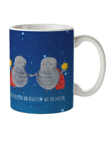 Mr. & Mrs. Panda Kindertasse Sternzeichen Zwilling mit Spruch in Sternenhimmel Blau