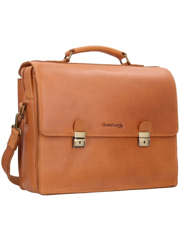 Greenland Nature Aktentasche RFID Schutz Leder 40 cm Laptopfach braun