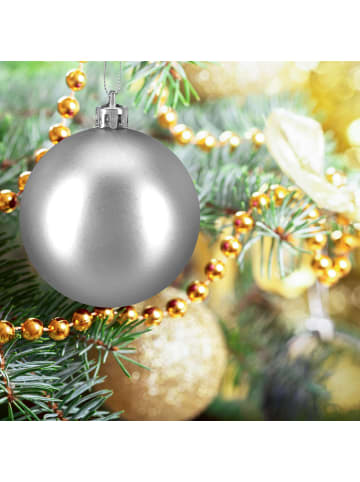 relaxdays 100-tlg. Weihnachtskugeln Set in Silber/ Rot