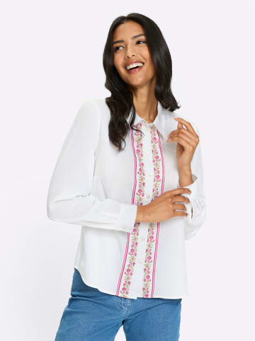 Sieh an! Bluse in ecru-rosenquarz-bedruckt