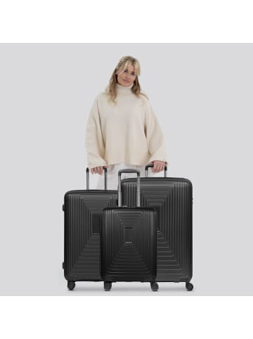 Redolz Essentials 14 4 Rollen Kofferset 3-teilig mit Dehnfalte in black metallic