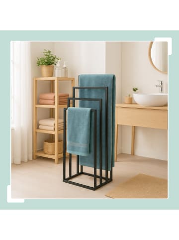 relaxdays Handtuchständer in Schwarz - (B)45 x (H)96,5 x (T)29 cm