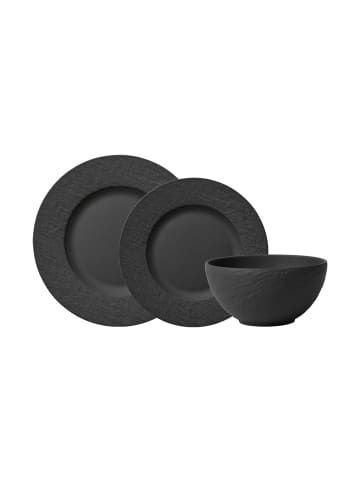 Villeroy & Boch Teller-Set, 12tlg,  4 Personen Manufacture Rock in schwarz