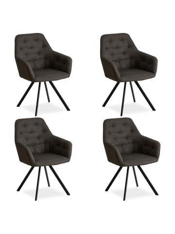 Homestyle4u Polsterstuhl 4er Set in Anthrazit