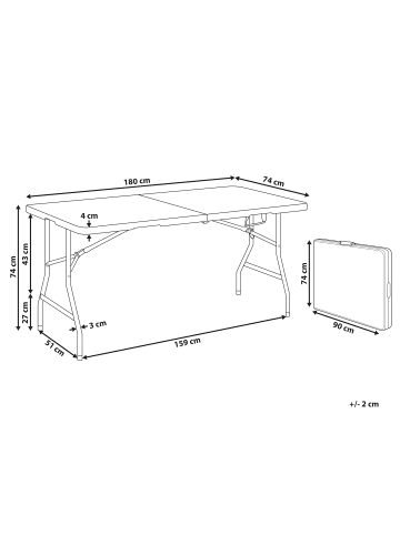 Beliani Esstisch CUGNOLI in Weiß/Silber - (W) 74 x (H) 74 x (L) 180 cm