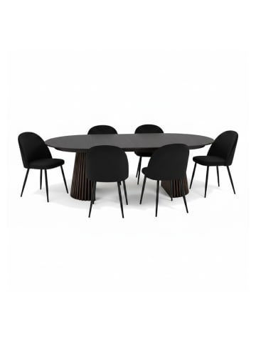 ebuy24 Essgruppe Tokyo Highline 7-teilig Schwarz 120 x 120 cm