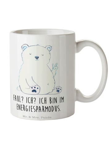 Mr. & Mrs. Panda Keramtiktasse Eisbär Faul mit Spruch in Weiß