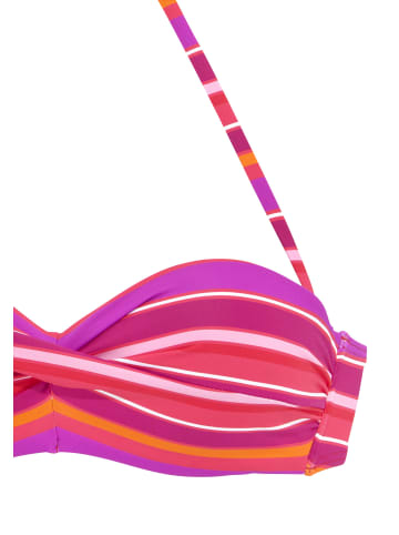 S. Oliver Bügel-Bandeau-Bikini-Top in pink bedruckt