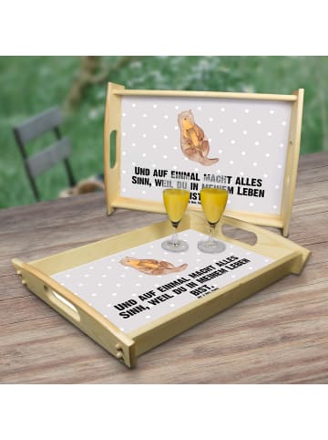 Mr. & Mrs. Panda teetablett Otter Kind mit Spruch in Grau Pastell