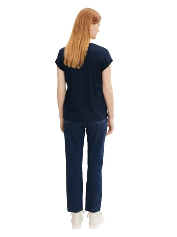 Tom Tailor Basic T-Shirt Kurzarm Rundhals Top in Dunkelblau